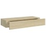 Estantes de pared con cajón 2 uds MDF roble 60x23,5x10 cm de vidaXL, Estantes y estanterías - Ref: Foro24-330262, Precio: 95,...