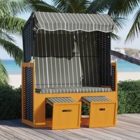 Silla playa Strandkorb dosel ratán sintético madera negro gris en Tumbonas | Comprar online en Foru.es