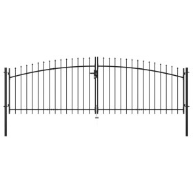 Puerta doble para valla con puntas de lanza 400x200 cm de vidaXL, Puertas de jardín - Ref: Foro24-145740, Precio: 250,92 €, D...