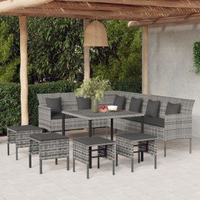 Set de comedor de jardín 6 pzas y cojines ratán sintético gris en Conjuntos de jardín | Comprar online en Foru.es
