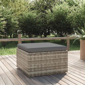 Reposapiés de jardín con cojín ratán sintético gris 55x55x30 cm en Sofás de exterior | Comprar online en Foru.es