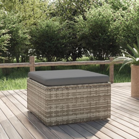 Reposapiés de jardín con cojín ratán sintético gris 55x55x30 cm en Sofás de exterior | Comprar online en Foru.es