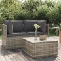 Set de muebles de jardín 3 pzas y cojines ratán sintético gris en Sofás de exterior | Comprar online en Foru.es