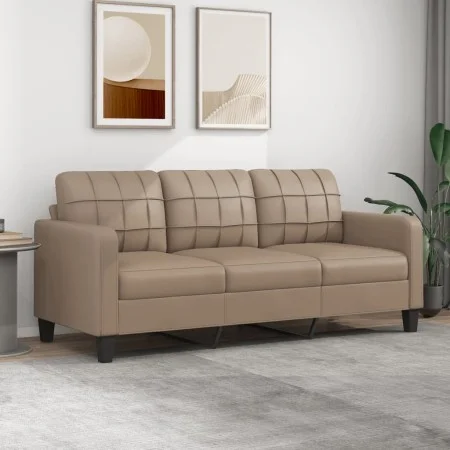 Sofá de 3 plazas de cuero sintético color capuchino 180 cm de vidaXL, Sofás - Ref: Foro24-359126, Precio: 268,49 €, Descuento: %