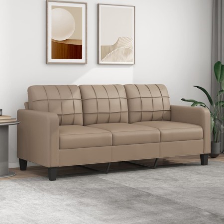 Sofá de 3 plazas de cuero sintético color capuchino 180 cm de vidaXL, Sofás - Ref: Foro24-359126, Precio: 270,85 €, Descuento: %