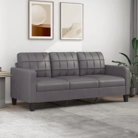 Sofá de 3 plazas de cuero sintético gris 180 cm de vidaXL, Sofás - Ref: Foro24-359124, Precio: 238,82 €, Descuento: %