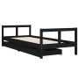 Estructura de cama niños con cajones madera pino negro 80x200cm de vidaXL, Cunas y camas para niños - Ref: Foro24-834407, Pre...