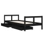 Estructura de cama niños con cajones madera pino negro 80x200cm de vidaXL, Cunas y camas para niños - Ref: Foro24-834407, Pre...