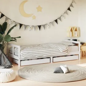 Children's bed frame with white pine wood drawers 80x200 cm by vidaXL, Cribs and beds for children - Ref: Foro24-834406, Pric...