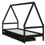 Estructura de cama niños con cajones madera pino negro 90x200cm de vidaXL, Cunas y camas para niños - Ref: Foro24-834470, Pre...