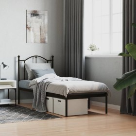 Estructura de cama con cabecero metal negro 75x190 cm de vidaXL, Camas y somieres - Ref: Foro24-353429, Precio: 71,01 €, Desc...