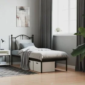 Estructura de cama con cabecero metal negro 75x190 cm de vidaXL, Camas y somieres - Ref: Foro24-353429, Precio: 69,90 €, Desc...