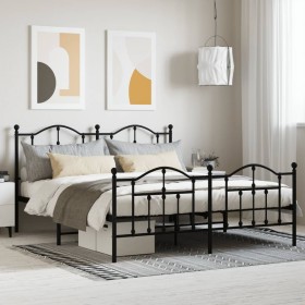 Estructura de cama cabecero y estribo metal negro 160x200 cm de vidaXL, Camas y somieres - Ref: Foro24-353460, Precio: 153,71...