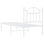 Estructura de cama de metal con cabecero blanco 75x190 cm de vidaXL, Camas y somieres - Ref: Foro24-353478, Precio: 80,59 €, ...