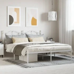 Estructura de cama con cabecero metal blanca 160x200 cm de vidaXL, Camas y somieres - Ref: Foro24-353491, Precio: 128,42 €, D...