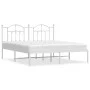 White metal bed frame with headboard 160x200 cm by vidaXL, Beds and slatted bases - Ref: Foro24-353491, Price: 128,42 €, Disc...