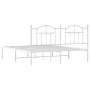 White metal bed frame with headboard 160x200 cm by vidaXL, Beds and slatted bases - Ref: Foro24-353491, Price: 128,42 €, Disc...