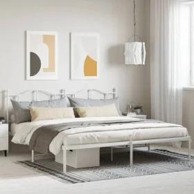 Estructura de cama con cabecero metal blanca 200x200 cm de vidaXL, Camas y somieres - Ref: Foro24-353495, Precio: 130,32 €, D...