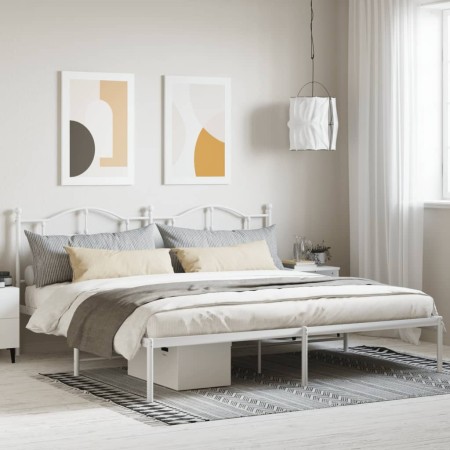 Estructura de cama con cabecero metal blanca 200x200 cm de vidaXL, Camas y somieres - Ref: Foro24-353495, Precio: 132,43 €, D...