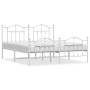 Estructura cama metal con cabecero y estribo blanco 180x200 cm de vidaXL, Camas y somieres - Ref: Foro24-353510, Precio: 154,...