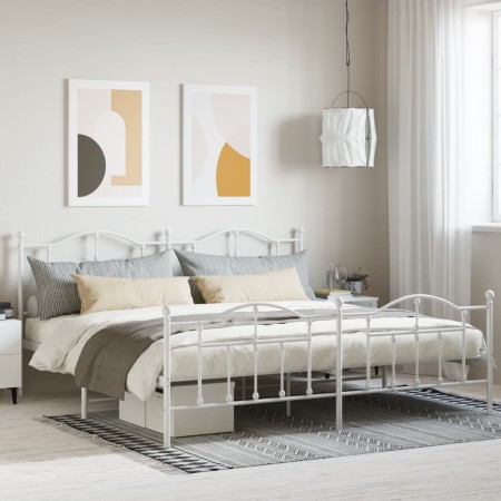 Estructura cama metal con cabecero y pie cama blanco 193x203 cm de vidaXL, Camas y somieres - Ref: Foro24-353512, Precio: 126...