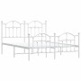 Estructura cama metal con cabecero y estribo blanco 150x200 cm de vidaXL, Camas y somieres - Ref: Foro24-353508, Precio: 146,...