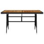 Mesa de jardín ratán PE y acacia maciza negro 130x70x72 cm en Mesas de jardín | Comprar online en Foru.es