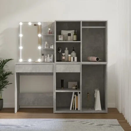 Dresser with LED lights and 2 gray concrete plywood cabinets by vidaXL, Bedroom Dressers - Ref: Foro24-3082030, Price: 189,09...
