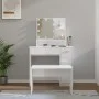 Juego de tocador con LED madera contrachapada blanco brillante de vidaXL, Tocadores para dormitorios - Ref: Foro24-3114119, P...