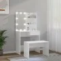 Juego de tocador con LED madera contrachapada blanco brillante de vidaXL, Tocadores para dormitorios - Ref: Foro24-3114111, P...