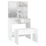 Juego de tocador con LED madera contrachapada blanco brillante de vidaXL, Tocadores para dormitorios - Ref: Foro24-3114111, P...