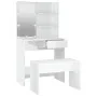 Juego de tocador con LED madera contrachapada blanco brillante de vidaXL, Tocadores para dormitorios - Ref: Foro24-3114111, P...