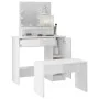 Juego de tocador con LED madera contrachapada blanco brillante de vidaXL, Tocadores para dormitorios - Ref: Foro24-3114119, P...