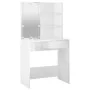 Juego de tocador con LED madera contrachapada blanco brillante de vidaXL, Tocadores para dormitorios - Ref: Foro24-3114111, P...