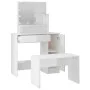 Juego de tocador con LED madera contrachapada blanco brillante de vidaXL, Tocadores para dormitorios - Ref: Foro24-3114119, P...
