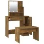 Juego de tocador con LED madera contrachapada roble ahumado de vidaXL, Tocadores para dormitorios - Ref: Foro24-3114120, Prec...
