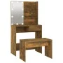 Juego de tocador con LED madera contrachapada roble ahumado de vidaXL, Tocadores para dormitorios - Ref: Foro24-3114112, Prec...