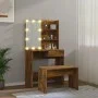 LED-Waschtischset aus geräuchertem Eichensperrholz von vidaXL, Schlafzimmerkommoden - Ref: Foro24-3114112, Preis: 99,00 €, Ra...
