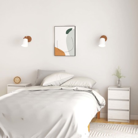 Mesitas de noche 2 uds madera maciza pino blanco 40x29,5x64 cm de vidaXL, Mesitas de noche - Ref: Foro24-808086, Precio: 102,...