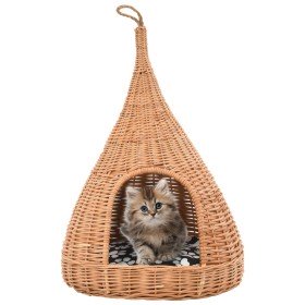 Casa para gatos con cojín y forma de tipi sauce natural 40x60cm en Mobiliario para gatos | Comprar online en Foru.es