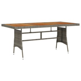 Mesa de jardín ratán PE y acacia maciza gris 160x70x72 cm en Mesas de jardín | Comprar online en Foru.es