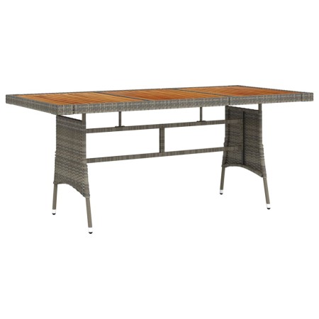 Mesa de jardín ratán PE y acacia maciza gris 160x70x72 cm en Mesas de jardín | Comprar online en Foru.es
