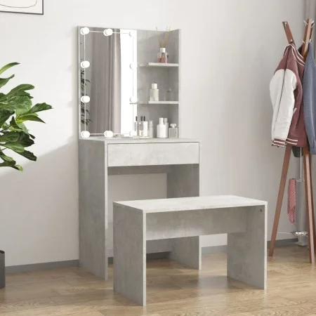 Concrete Gray Plywood LED Vanity Set by vidaXL, Bedroom Dressers - Ref: Foro24-3114134, Price: 109,93 €, Discount: %