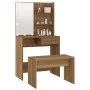 Juego de tocador con LED madera contrachapada roble marrón de vidaXL, Tocadores para dormitorios - Ref: Foro24-3114114, Preci...