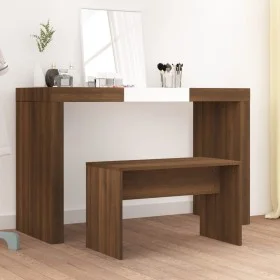 Taburete de tocador contrachapada marrón roble 70x35x45 cm de vidaXL, Bancos de tocador - Ref: Foro24-820525, Precio: 27,67 €...