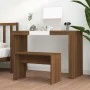 Taburete de tocador contrachapada marrón roble 70x35x45 cm de vidaXL, Bancos de tocador - Ref: Foro24-820525, Precio: 27,67 €...