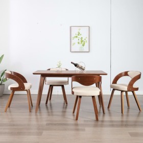 Sillas de comedor 4 uds madera curvada y cuero sintético crema de vidaXL, Sillas de comedor - Ref: Foro24-278840, Precio: 644...