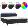 Box spring bed with mattress and LED black synthetic leather 160x200 cm by vidaXL, Beds and slatted bases - Ref: Foro24-31342...