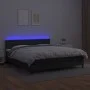 Box spring bed with mattress and LED black synthetic leather 160x200 cm by vidaXL, Beds and slatted bases - Ref: Foro24-31342...
