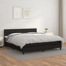 Cama box spring con colchón cuero sintético negro 160x200 cm de vidaXL, Camas y somieres - Ref: Foro24-3141131, Precio: 484,5...